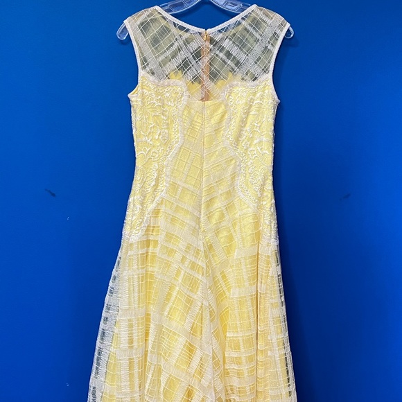 TADASHI SHOJI Stunning Yellow & White Dress Sz 6 - Picture 4 of 7